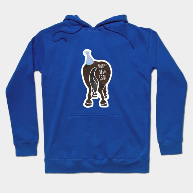 Happy New Rear - New Year's funny, joke, pun, gift Hoodie by Shana Russell